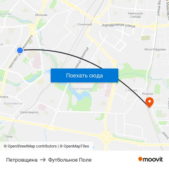 Петровщина to Футбольное Поле map