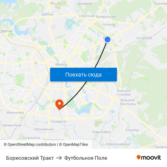 Борисовский Тракт to Футбольное Поле map