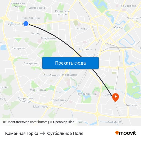 Каменная Горка to Футбольное Поле map