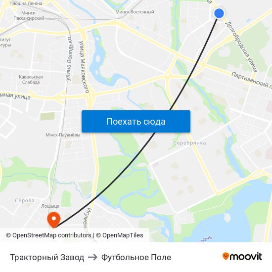 Тракторный Завод to Футбольное Поле map