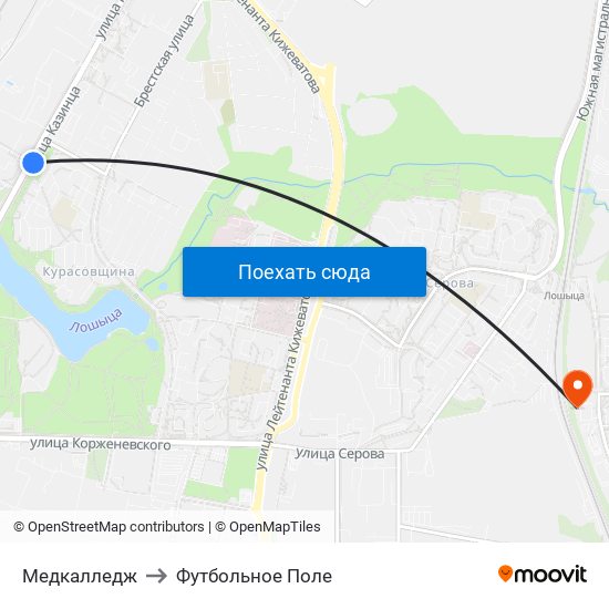 Медкалледж to Футбольное Поле map