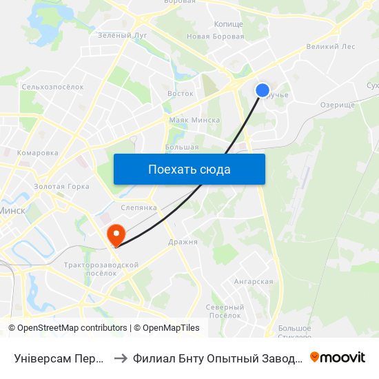 Універсам Першамайскі to Филиал Бнту Опытный Завод ""Политехник"" map