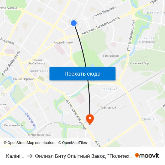Калініна to Филиал Бнту Опытный Завод ""Политехник"" map