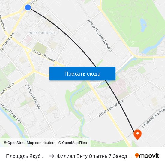 Площадь Якуба Коласа to Филиал Бнту Опытный Завод ""Политехник"" map