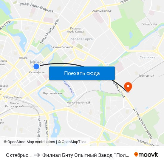 Октябрьская to Филиал Бнту Опытный Завод ""Политехник"" map