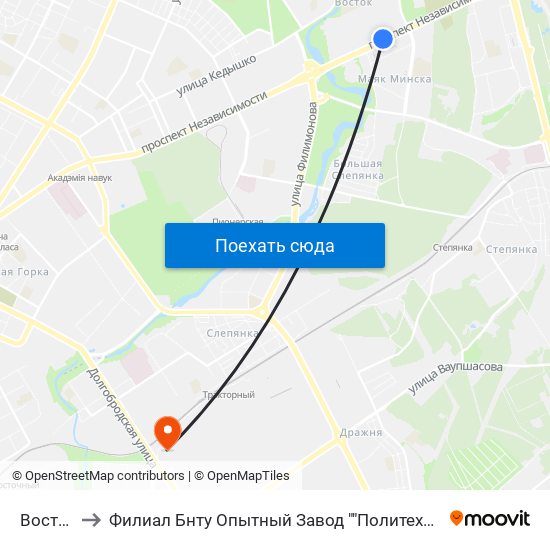 Восток to Филиал Бнту Опытный Завод ""Политехник"" map