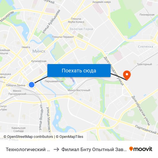 Технологический Университет to Филиал Бнту Опытный Завод ""Политехник"" map