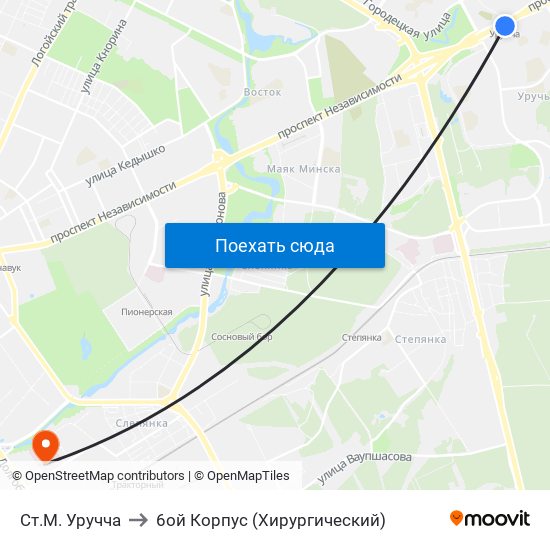Ст.М. Уручча to 6ой Корпус (Хирургический) map