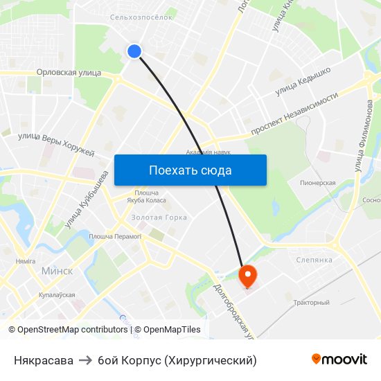 Някрасава to 6ой Корпус (Хирургический) map