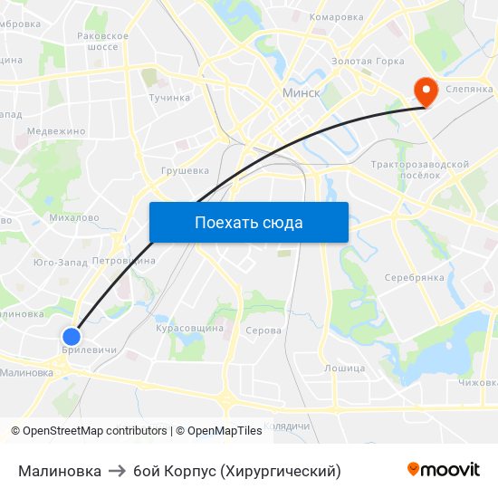 Малиновка to 6ой Корпус (Хирургический) map