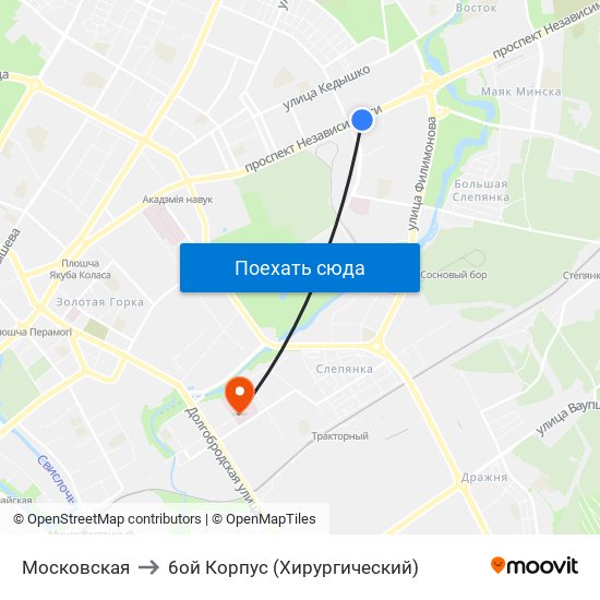 Московская to 6ой Корпус (Хирургический) map