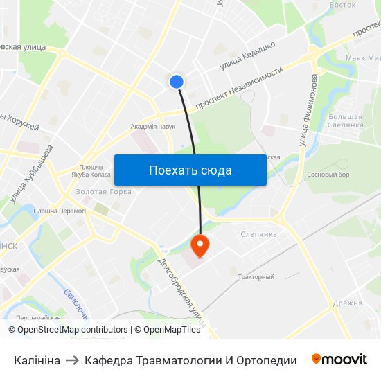 Калініна to Кафедра Травматологии И Ортопедии map