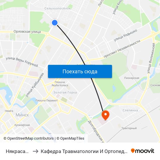 Някрасава to Кафедра Травматологии И Ортопедии map