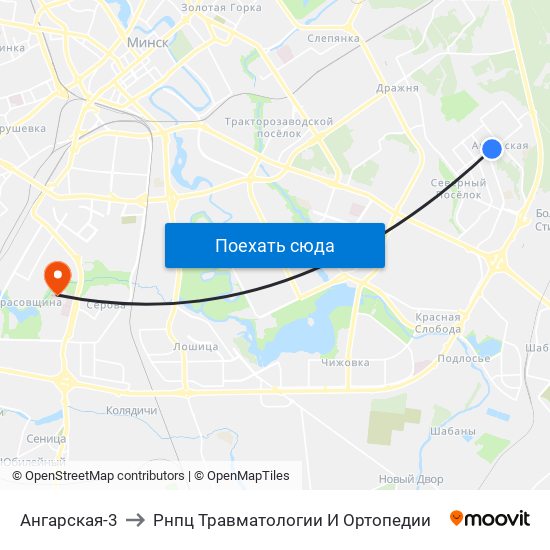 Ангарская-3 to Рнпц Травматологии И Ортопедии map