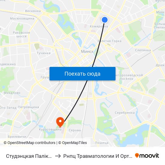 Студэнцкая Паліклініка to Рнпц Травматологии И Ортопедии map