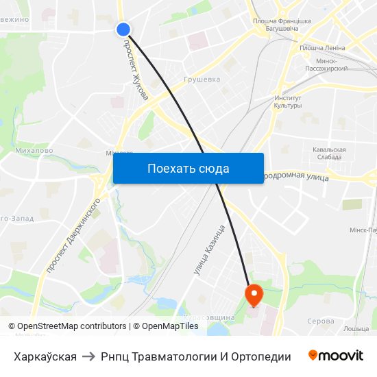 Харкаўская to Рнпц Травматологии И Ортопедии map