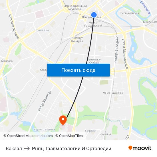 Вакзал to Рнпц Травматологии И Ортопедии map