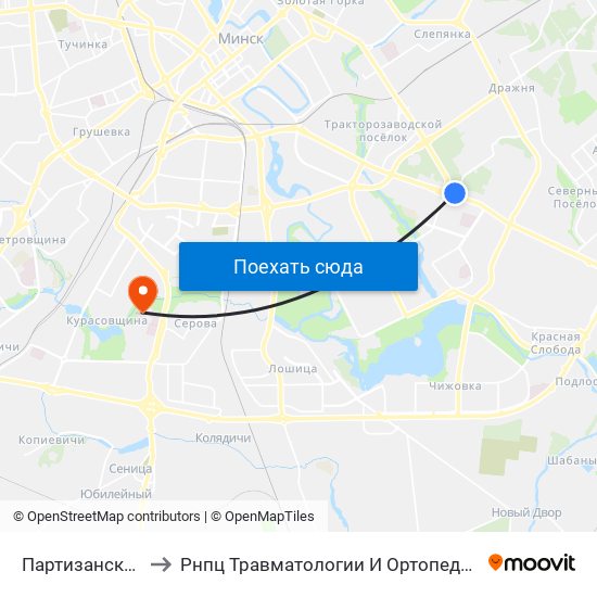 Партизанская to Рнпц Травматологии И Ортопедии map