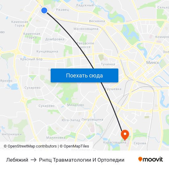 Лебяжий to Рнпц Травматологии И Ортопедии map