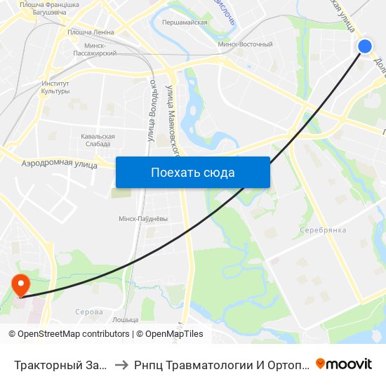 Тракторный Завод to Рнпц Травматологии И Ортопедии map