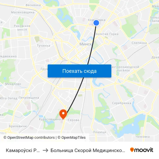 Камароўскі Рынак to Больница Скорой Медицинской Помощи map
