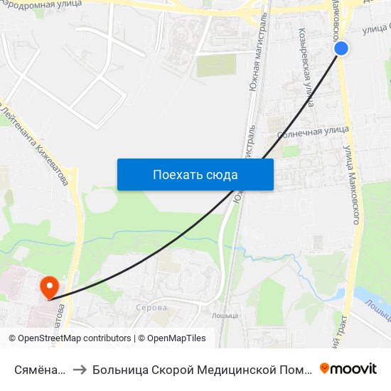 Сямёнава to Больница Скорой Медицинской Помощи map