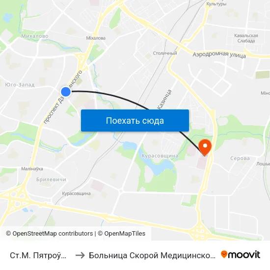 Ст.М. Пятроўшчына to Больница Скорой Медицинской Помощи map