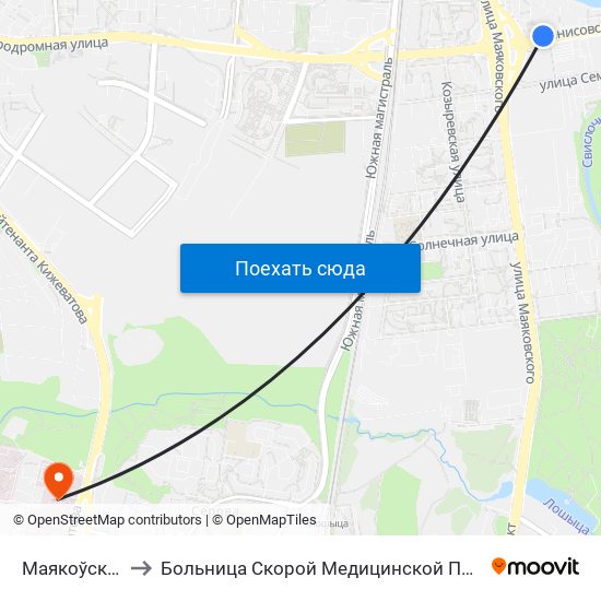 Маякоўскага to Больница Скорой Медицинской Помощи map