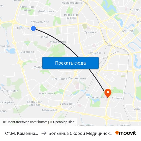 Ст.М. Каменная Горка to Больница Скорой Медицинской Помощи map