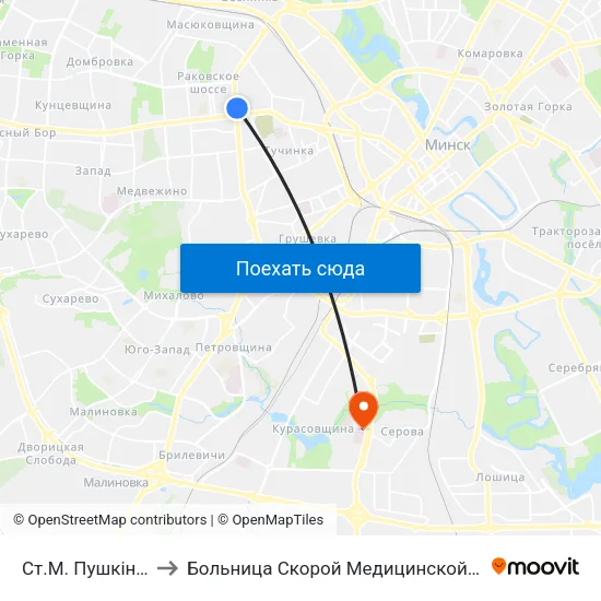 Ст.М. Пушкінская to Больница Скорой Медицинской Помощи map
