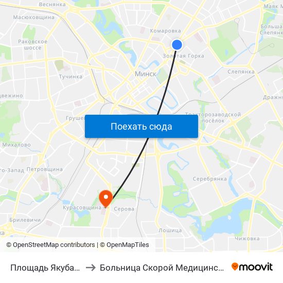 Площадь Якуба Коласа to Больница Скорой Медицинской Помощи map