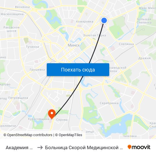 Академия Наук to Больница Скорой Медицинской Помощи map