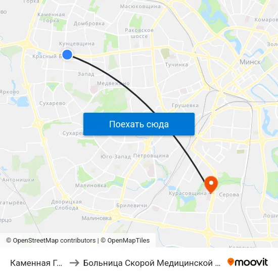 Каменная Горка to Больница Скорой Медицинской Помощи map