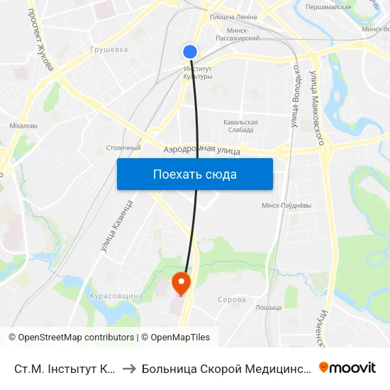 Ст.М. Інстытут Культуры to Больница Скорой Медицинской Помощи map