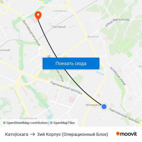 Катоўскага to 3ий Корпус (Операционный Блок) map