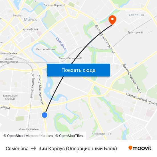 Сямёнава to 3ий Корпус (Операционный Блок) map