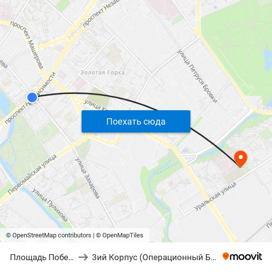 Площадь Победы to 3ий Корпус (Операционный Блок) map