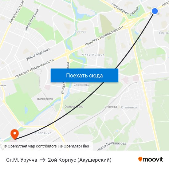 Ст.М. Уручча to 2ой Корпус (Акушерский) map