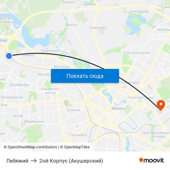 Лебяжий to 2ой Корпус (Акушерский) map