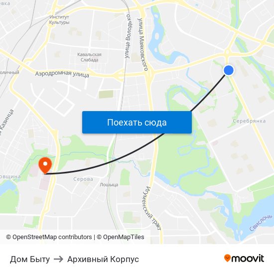 Дом Быту to Архивный Корпус map