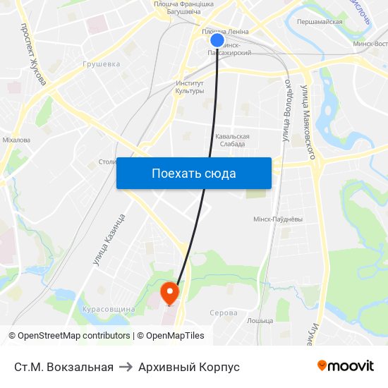 Ст.М. Вокзальная to Архивный Корпус map