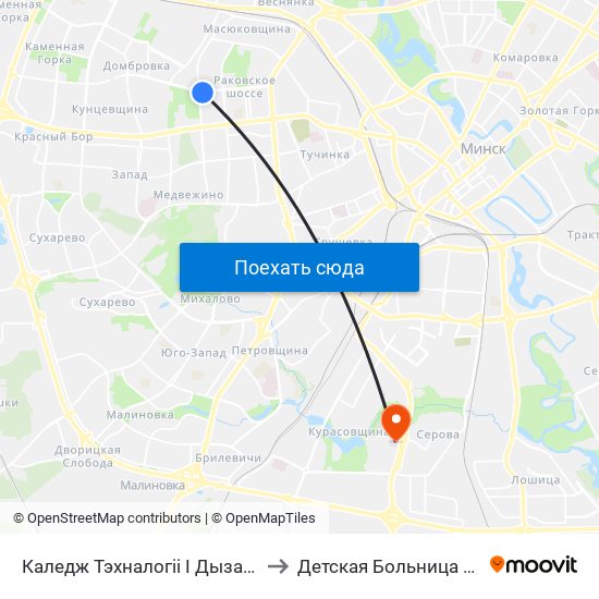Каледж Тэхналогіі І Дызайну to Детская Больница №3 map