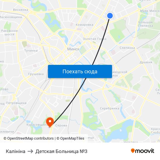 Калініна to Детская Больница №3 map