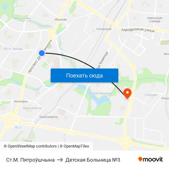 Ст.М. Пятроўшчына to Детская Больница №3 map