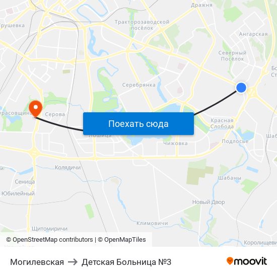 Могилевская to Детская Больница №3 map