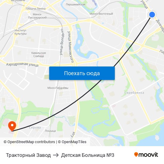 Тракторный Завод to Детская Больница №3 map