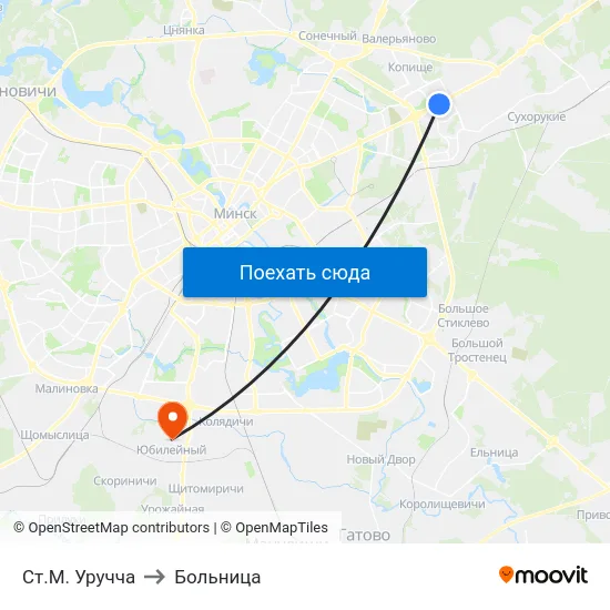 Ст.М. Уручча to Больница map