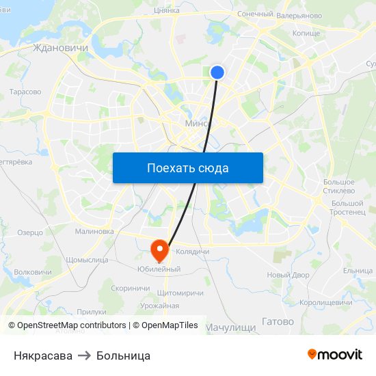 Някрасава to Больница map