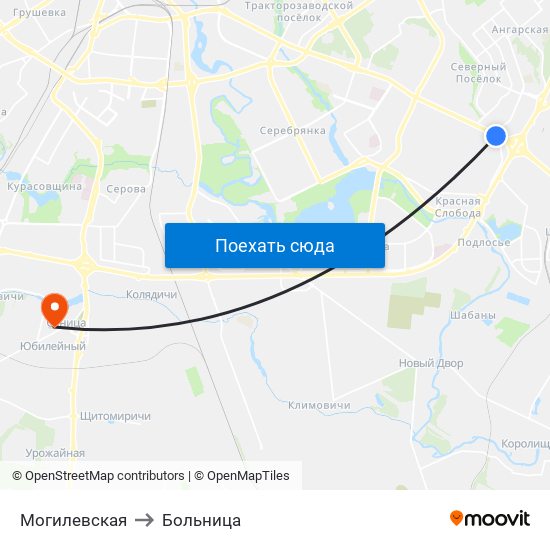Могилевская to Больница map