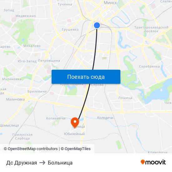 Дс Дружная to Больница map